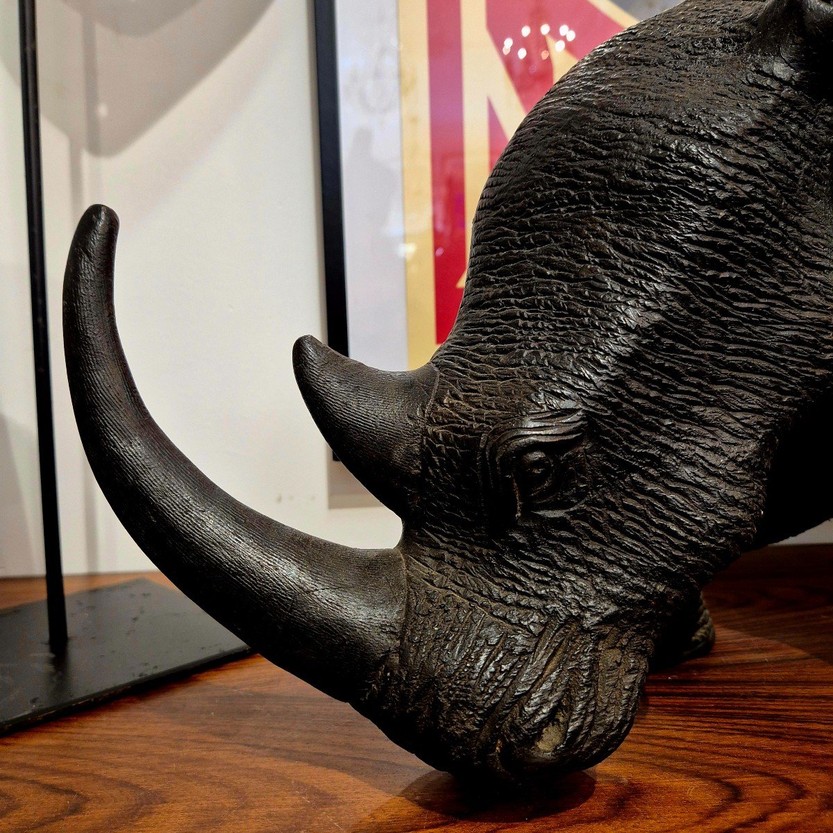 Carved Wooden Rhinoceros, Circa 1950 -photo-2
