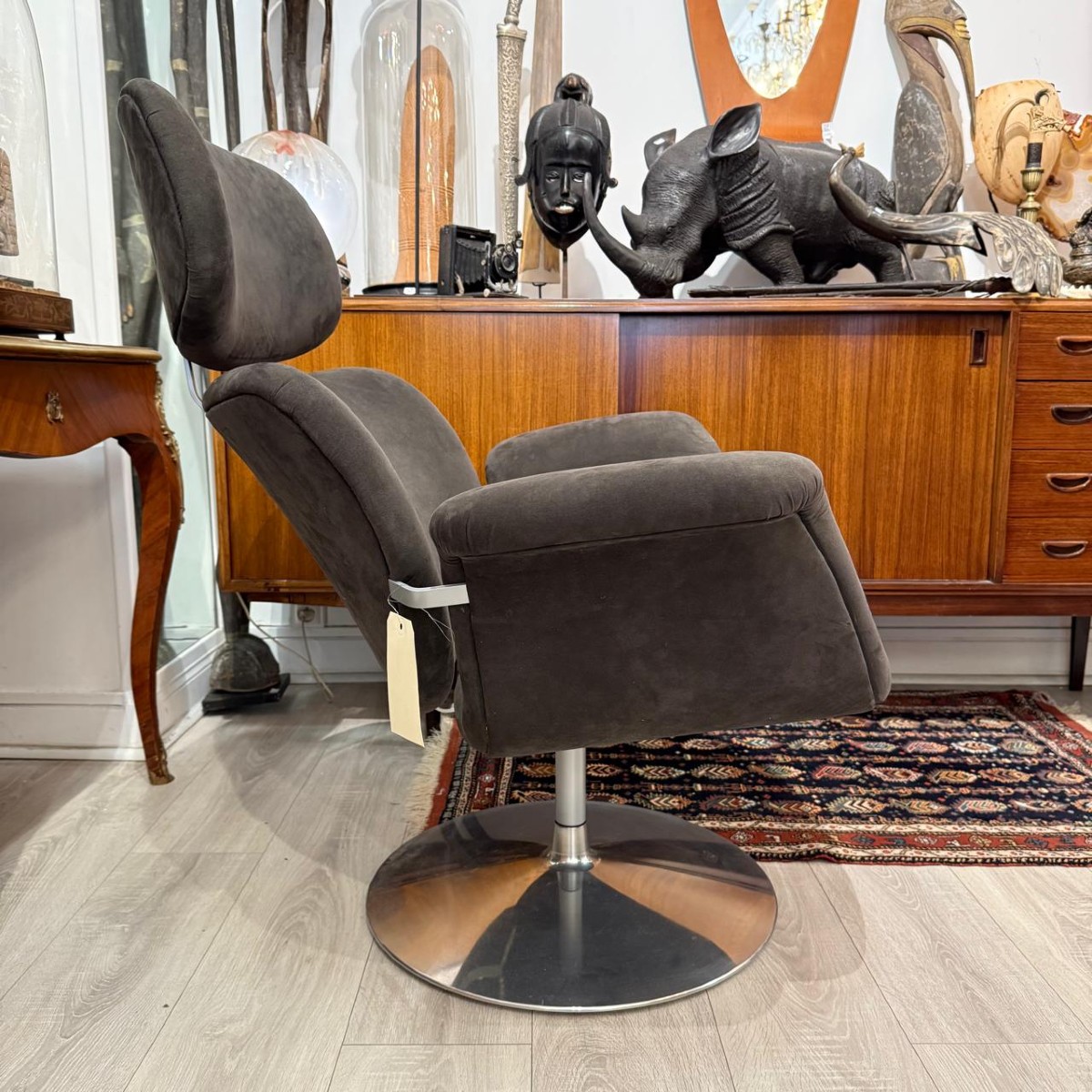 Fauteuil Tulipe Par Pierre Paulin En Suédine Grise, Published By Artifort, The Netherlands, Cir-photo-2