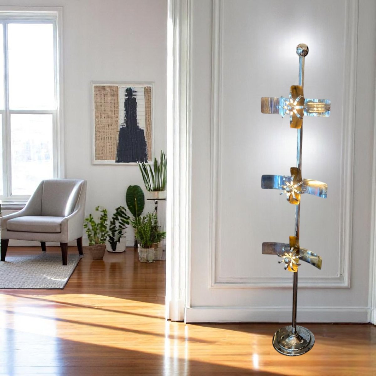 Space Age Floor Lamp, Chrome Metal, 1970s, Italy-photo-4
