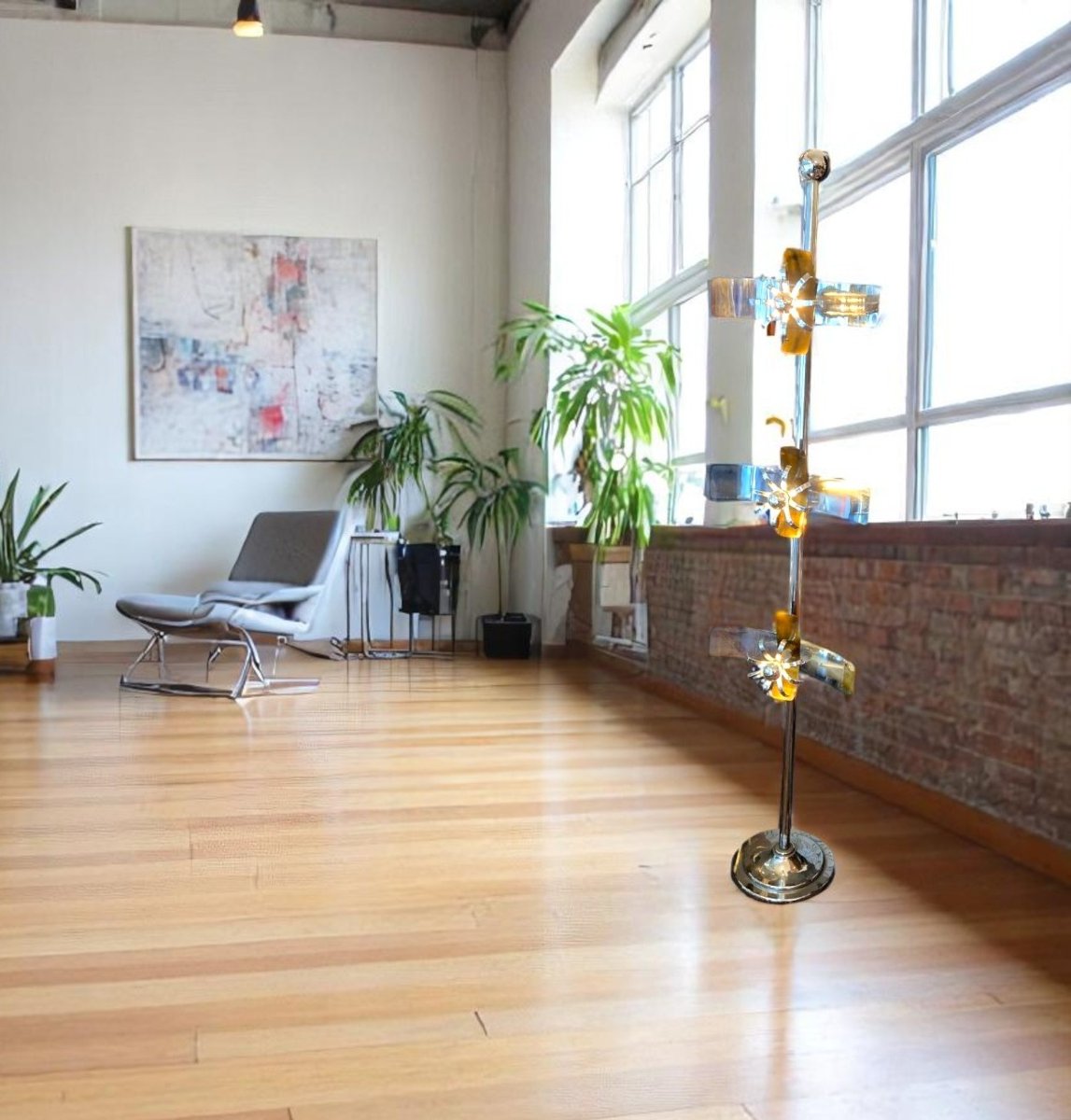 Space Age Floor Lamp, Chrome Metal, 1970s, Italy-photo-2