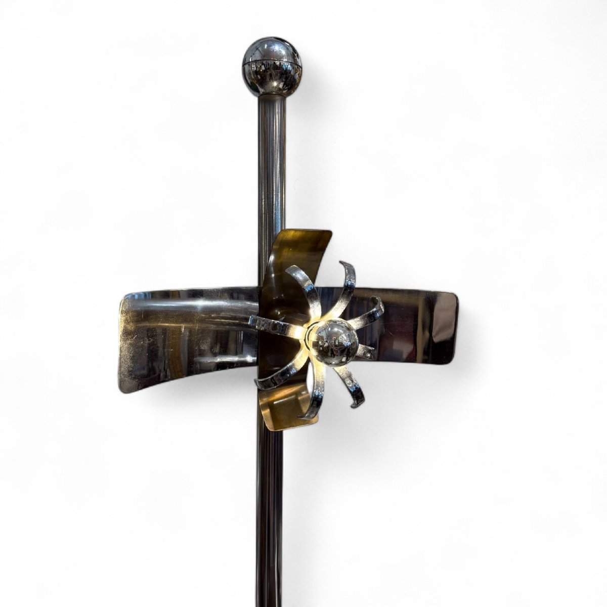 Space Age Floor Lamp, Chrome Metal, 1970s, Italy-photo-3