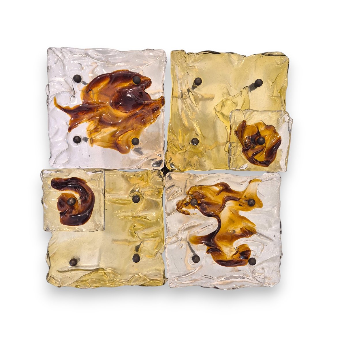 Toni Zuccheri for Venini, Ensemble de lampes murales patchwork « Cheerio », verre, 20ème siècle-photo-2