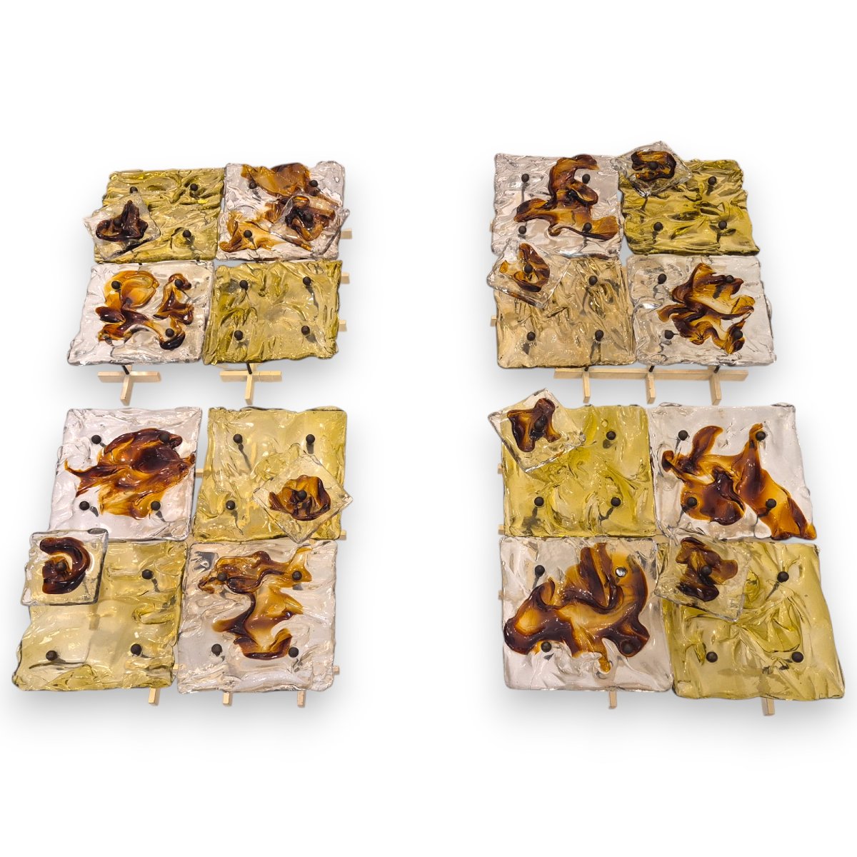 Toni Zuccheri for Venini, Ensemble de lampes murales patchwork « Cheerio », verre, 20ème siècle-photo-3