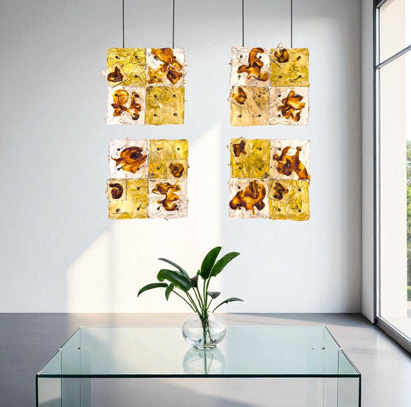 Toni Zuccheri for Venini, Ensemble de lampes murales patchwork « Cheerio », verre, 20ème siècle-photo-4