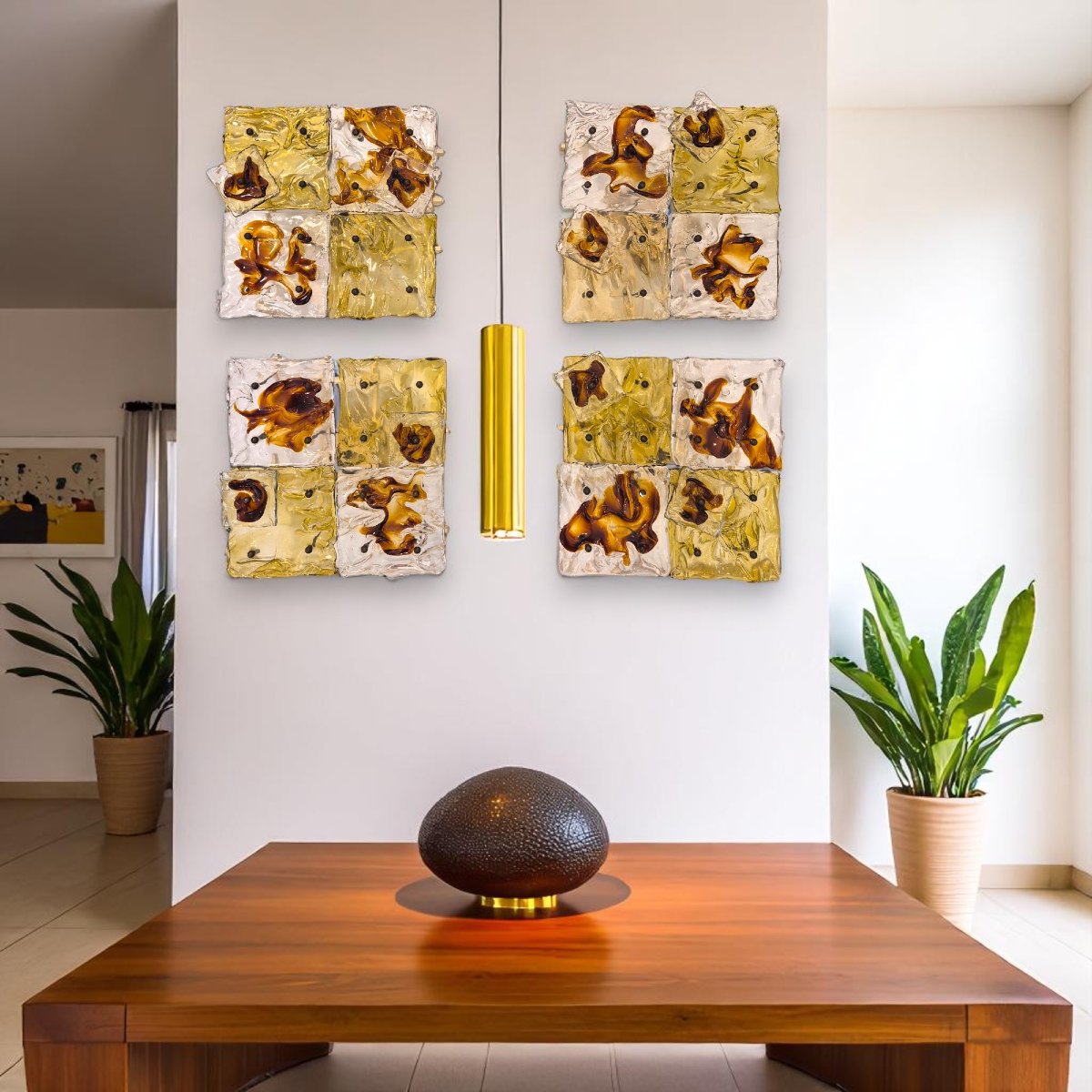 Toni Zuccheri for Venini, Ensemble de lampes murales patchwork « Cheerio », verre, 20ème siècle-photo-1