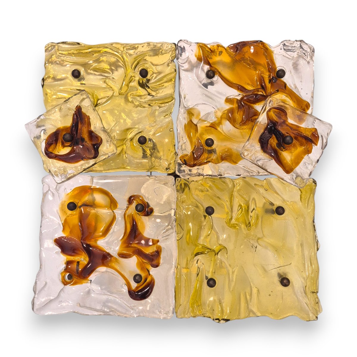 Toni Zuccheri for Venini, Ensemble de lampes murales patchwork « Cheerio », verre, 20ème siècle-photo-2