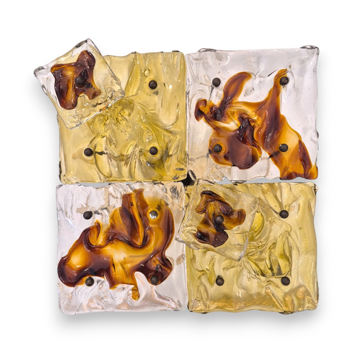 Toni Zuccheri for Venini, Ensemble de lampes murales patchwork « Cheerio », verre, 20ème siècle-photo-3