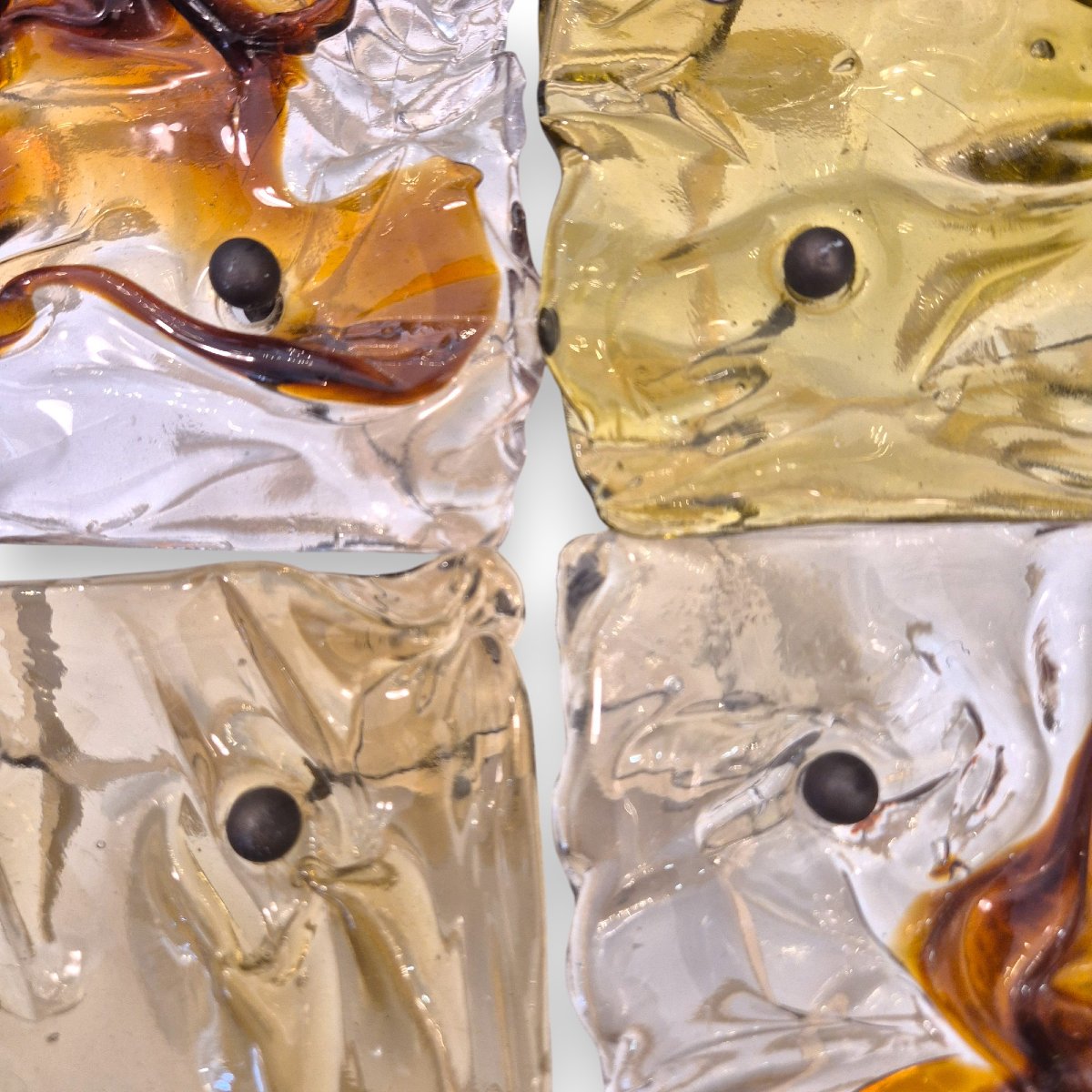 Toni Zuccheri for Venini, Ensemble de lampes murales patchwork « Cheerio », verre, 20ème siècle-photo-6