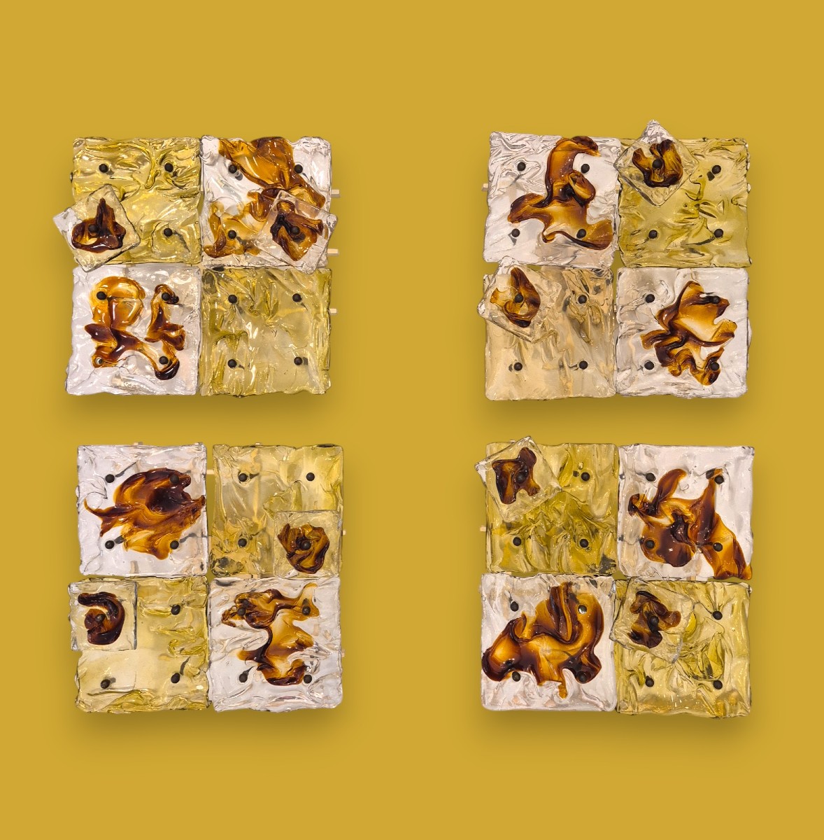 Toni Zuccheri for Venini, Ensemble de lampes murales patchwork « Cheerio », verre, 20ème siècle