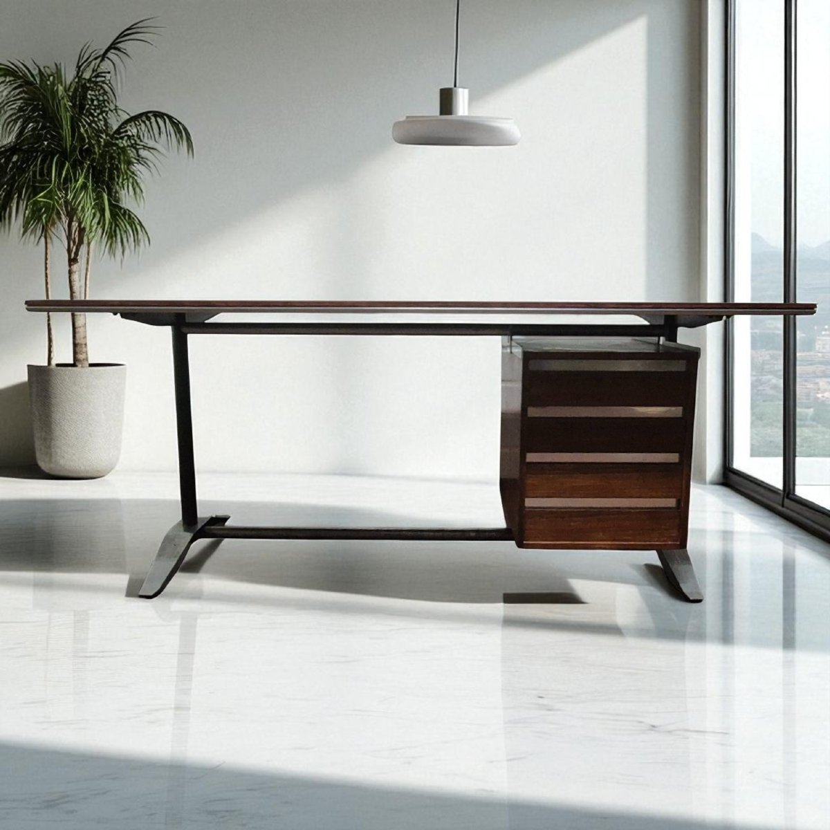 Bureau en bois et métal par Alberto Rosselli et Gio Ponti pour Arflex, 1958-photo-2