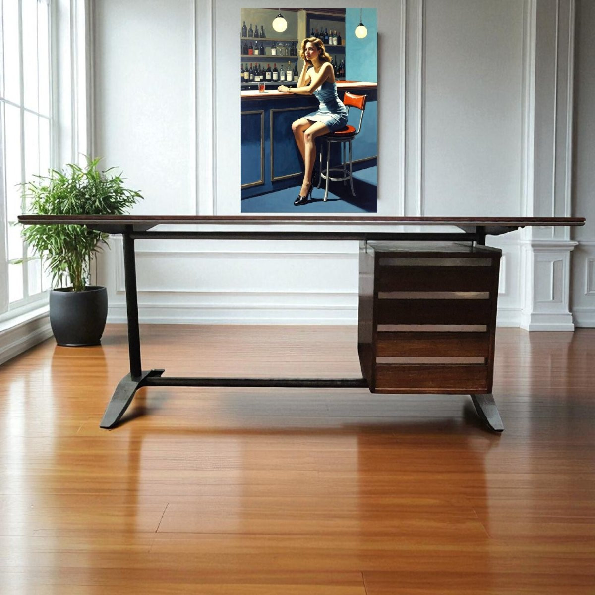 Bureau en bois et métal par Alberto Rosselli et Gio Ponti pour Arflex, 1958-photo-1