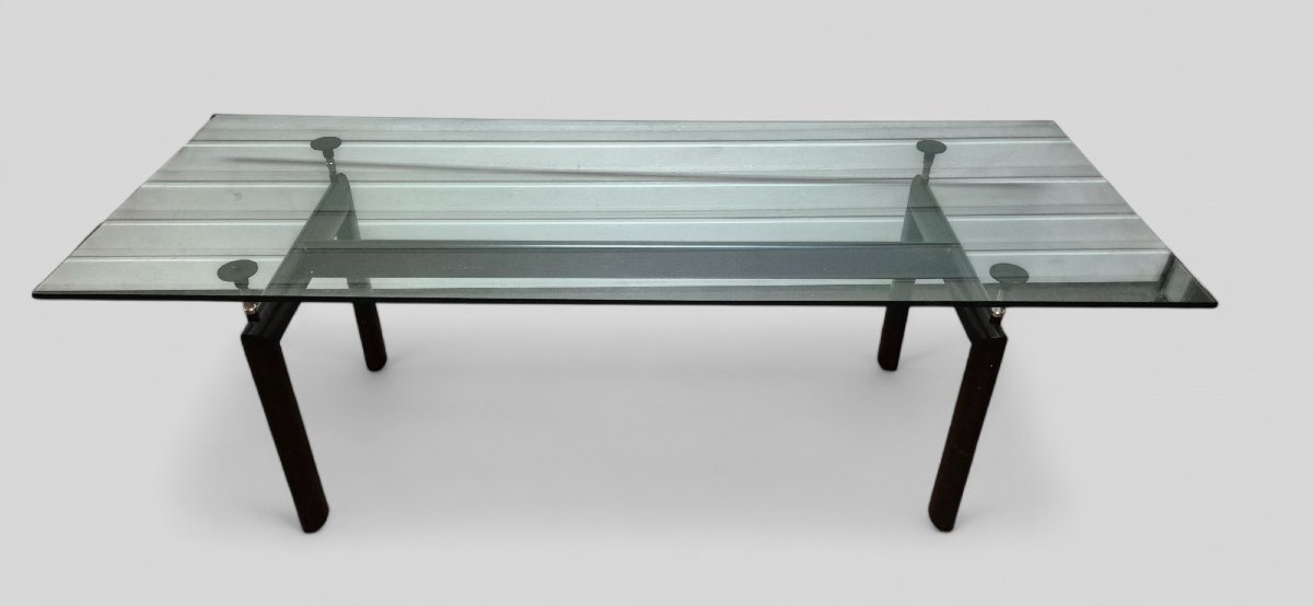 Table de salle à manger LC6 en verre et métal par Le Corbusier pour Cassina, 20e siècle-photo-4