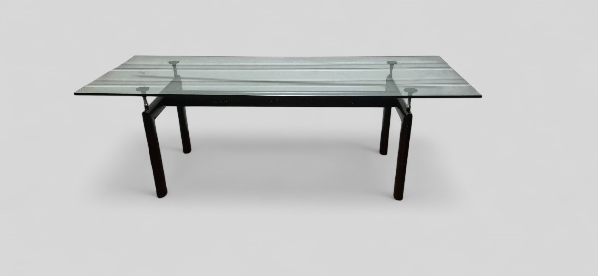 Table de salle à manger LC6 en verre et métal par Le Corbusier pour Cassina, 20e siècle