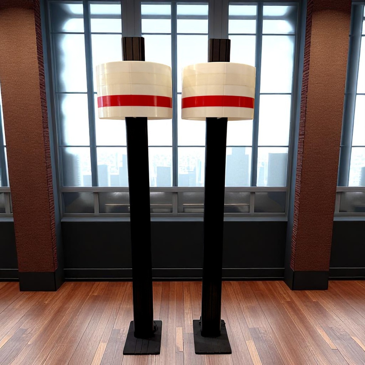 Rare Paire de Lampadaires "Stigram" Originaux par l’artiste Jean Pierre Vitrac, 20ème siècle
