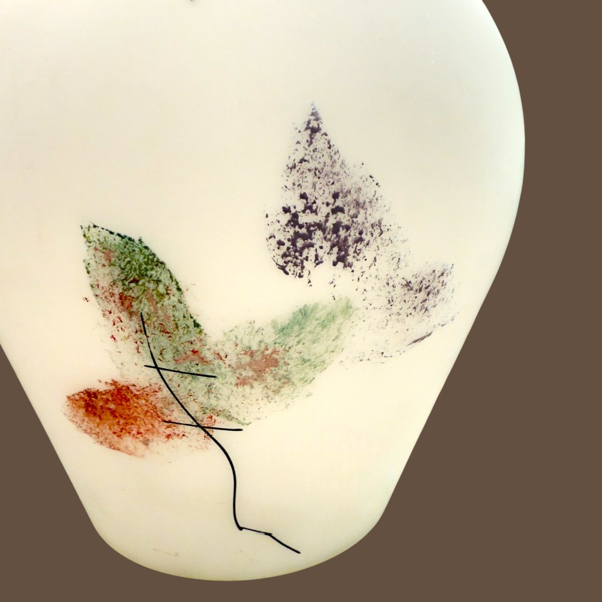 Lampe vintage italienne en verre de Murano et acier chromé, décor de feuilles, 1970-photo-2