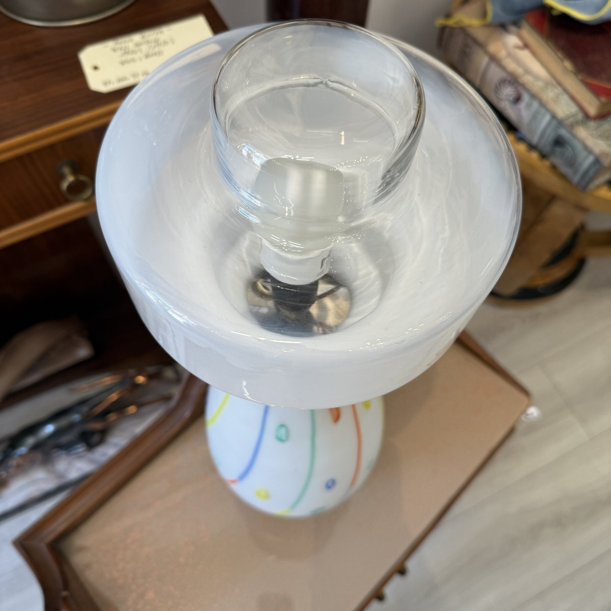 Lampe vintage italienne en verre de Murano et acier chromé, décor moderne-pop, 1970-photo-4