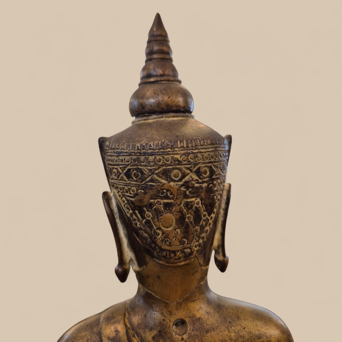 Gilded Bronze Seated Buddha, Dhyani Mudra, Ayutthaya, Thailand, 19th Century-photo-2