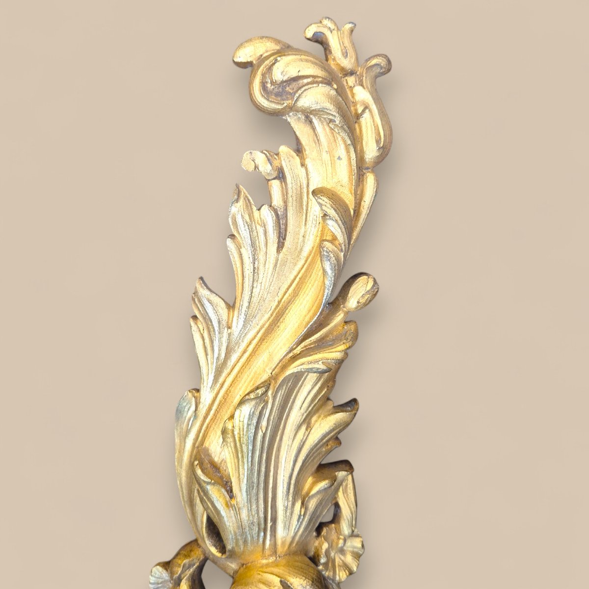 Paire d’appliques murales à deux bras de lumière en bronze doré, de style Régence, XIXe siècle-photo-5