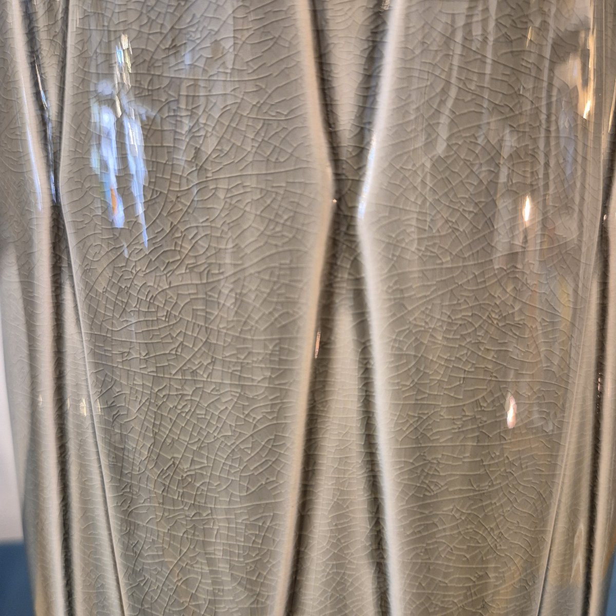 Pair Of Vintage Celadon Ceramic Table Lamps, Italy, Circa 1970-photo-5