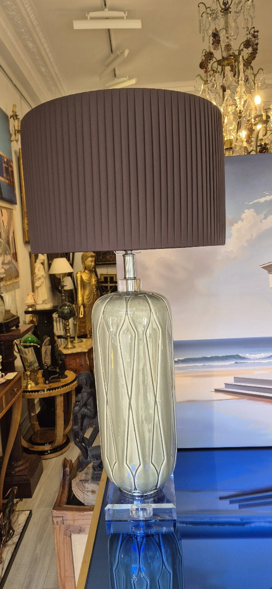Pair Of Vintage Celadon Ceramic Table Lamps, Italy, Circa 1970-photo-6
