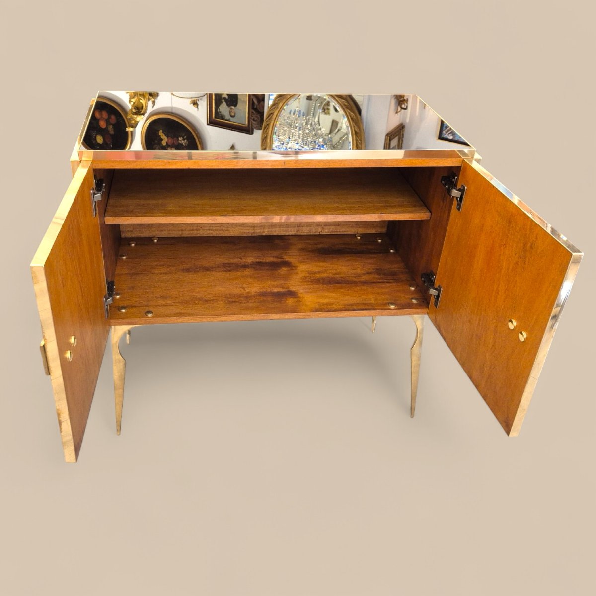 Paire de consoles en verre de Murano noir facetté et laiton doré, vers 1960/70-photo-8