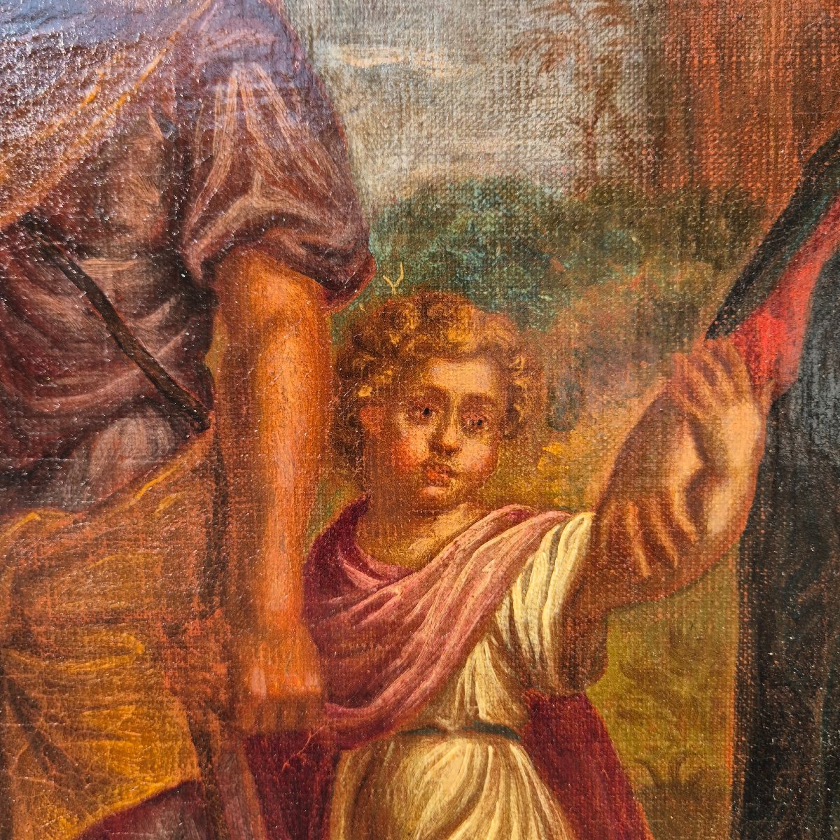Oil Painting On Canvas Depicting The Return From Egypt, France, 17th Century-photo-2