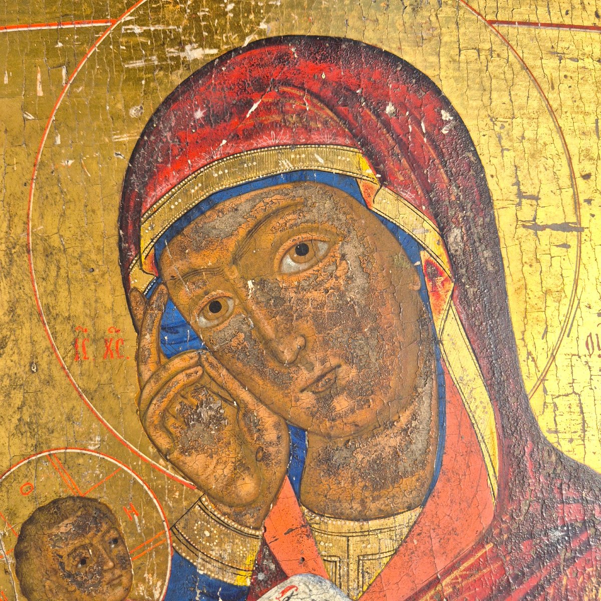 Icône russe du XVIIIᵉ siècle représentant la Vierge de Tendresse (Eleousa)-photo-4