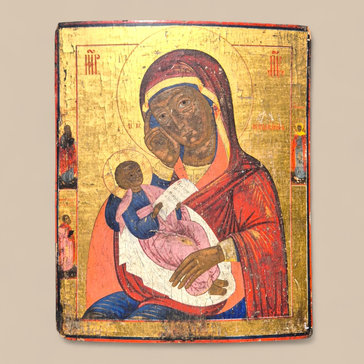 Icône russe du XVIIIᵉ siècle représentant la Vierge de Tendresse (Eleousa)