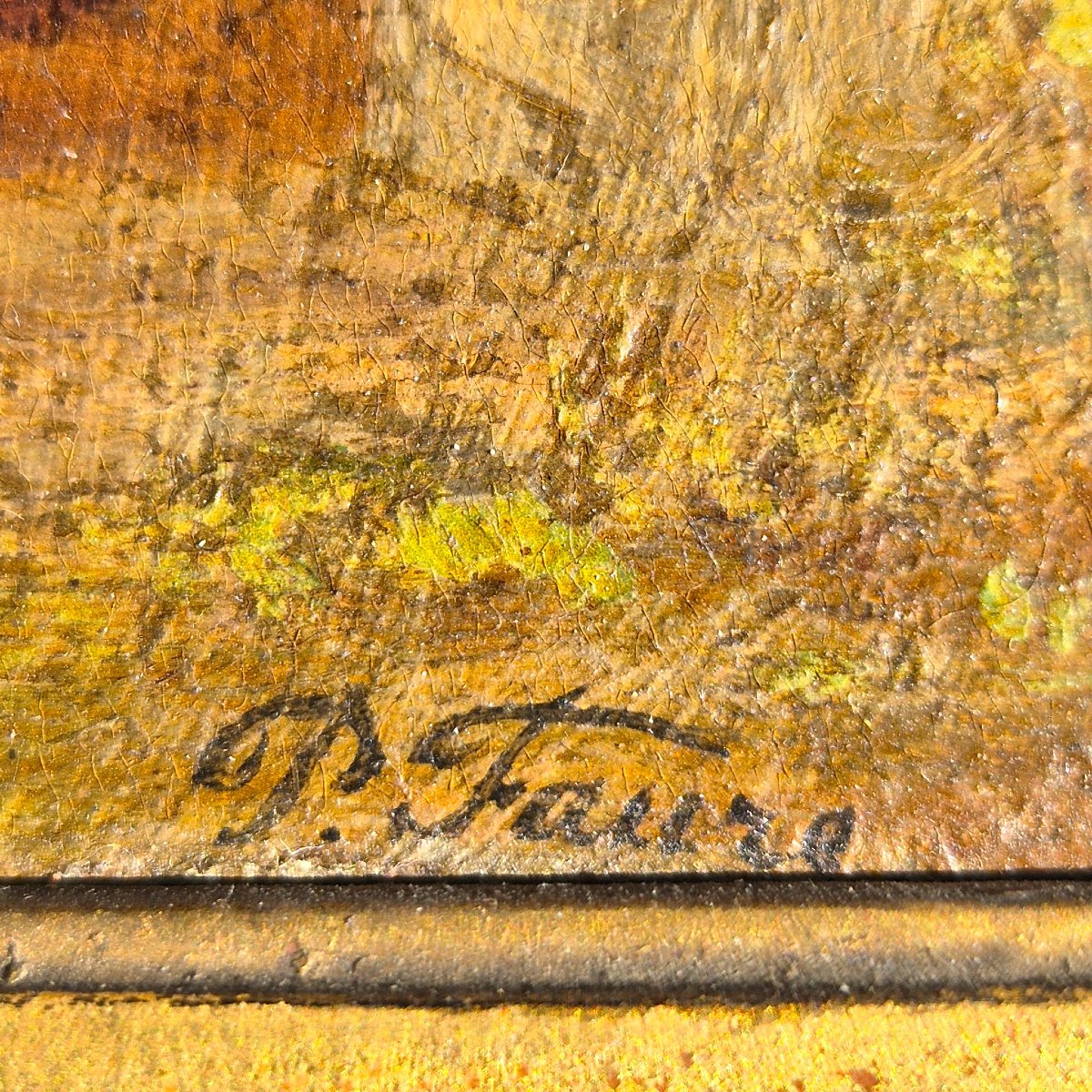 Peinture romantique miniature à l'huile sur bois, 19ème siècle, signée P. Faure-photo-4