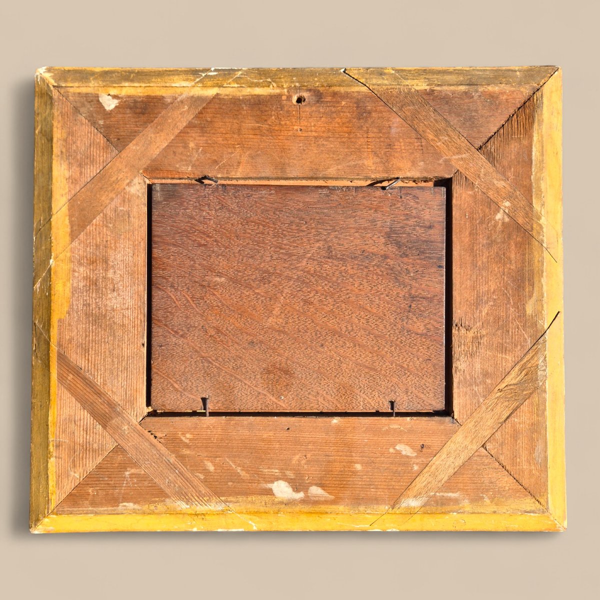 Peinture romantique miniature à l'huile sur bois, 19ème siècle, signée P. Faure-photo-7