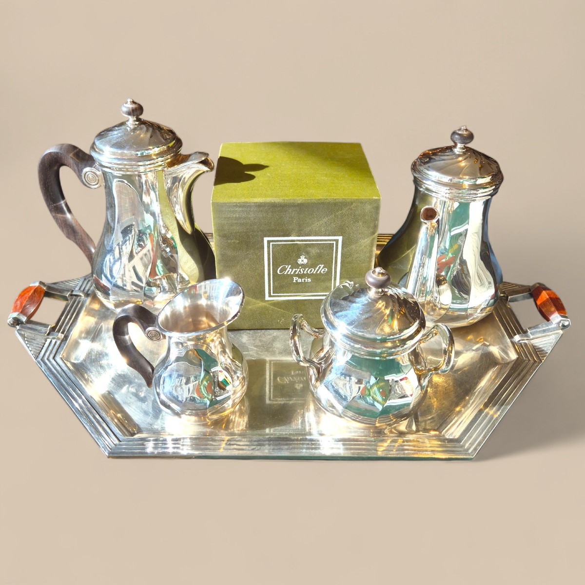 Silver-plated Tea And Coffee Set, Christofle, Paris, With Tray, 1930s