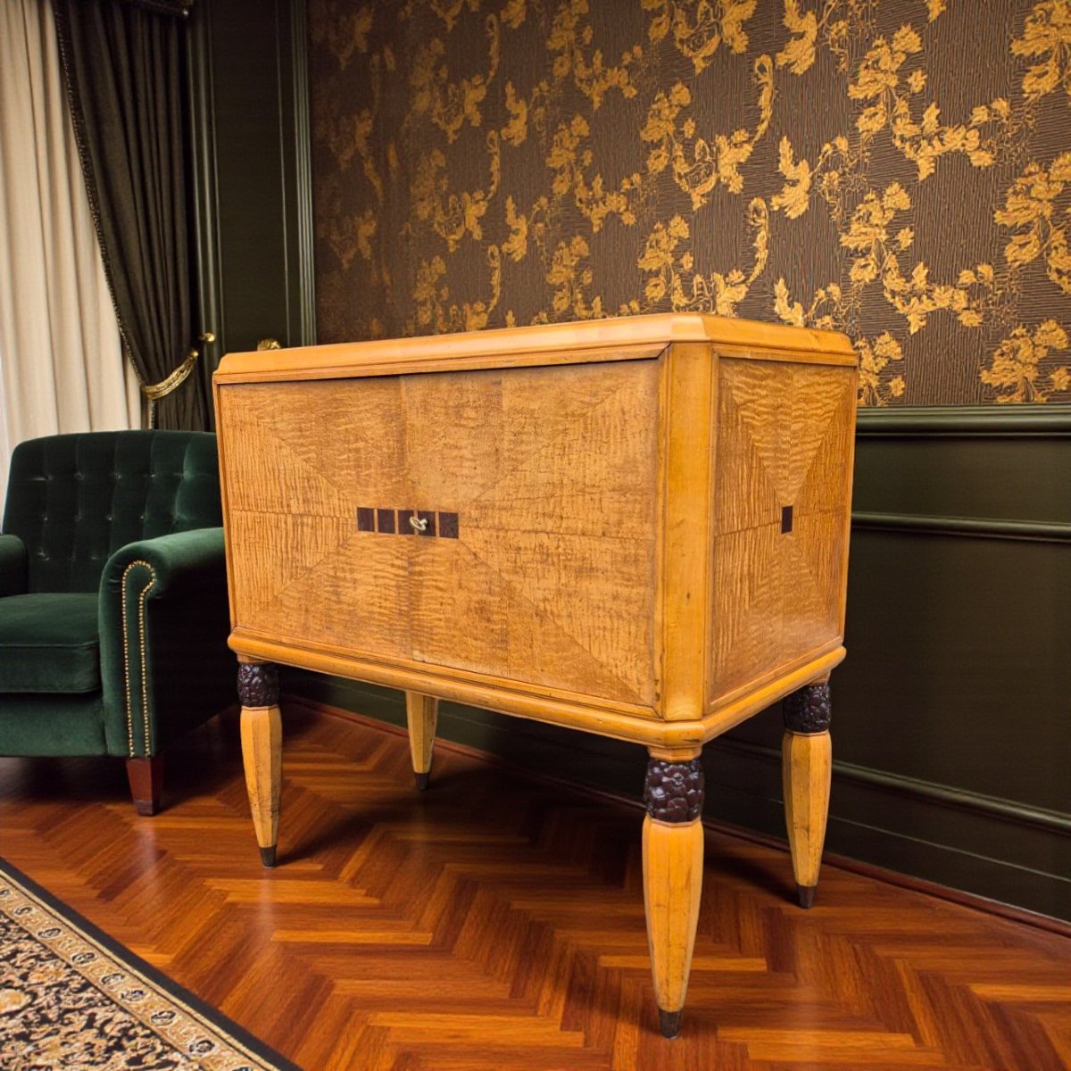 Buffet Art Déco en frêne plaqué – vers 1930 – Élégante enfilade d’époque-photo-1