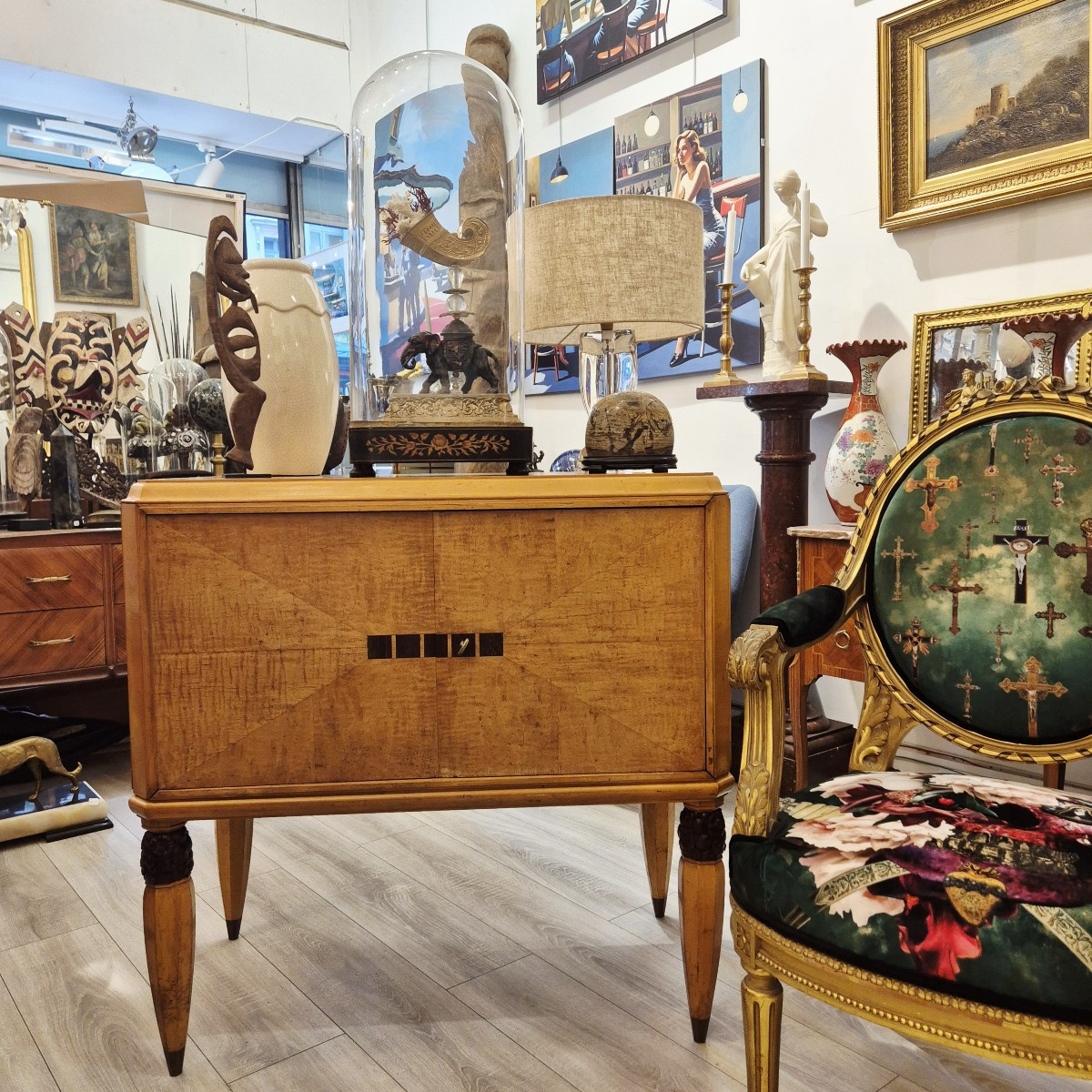 Buffet Art Déco en frêne plaqué – vers 1930 – Élégante enfilade d’époque
