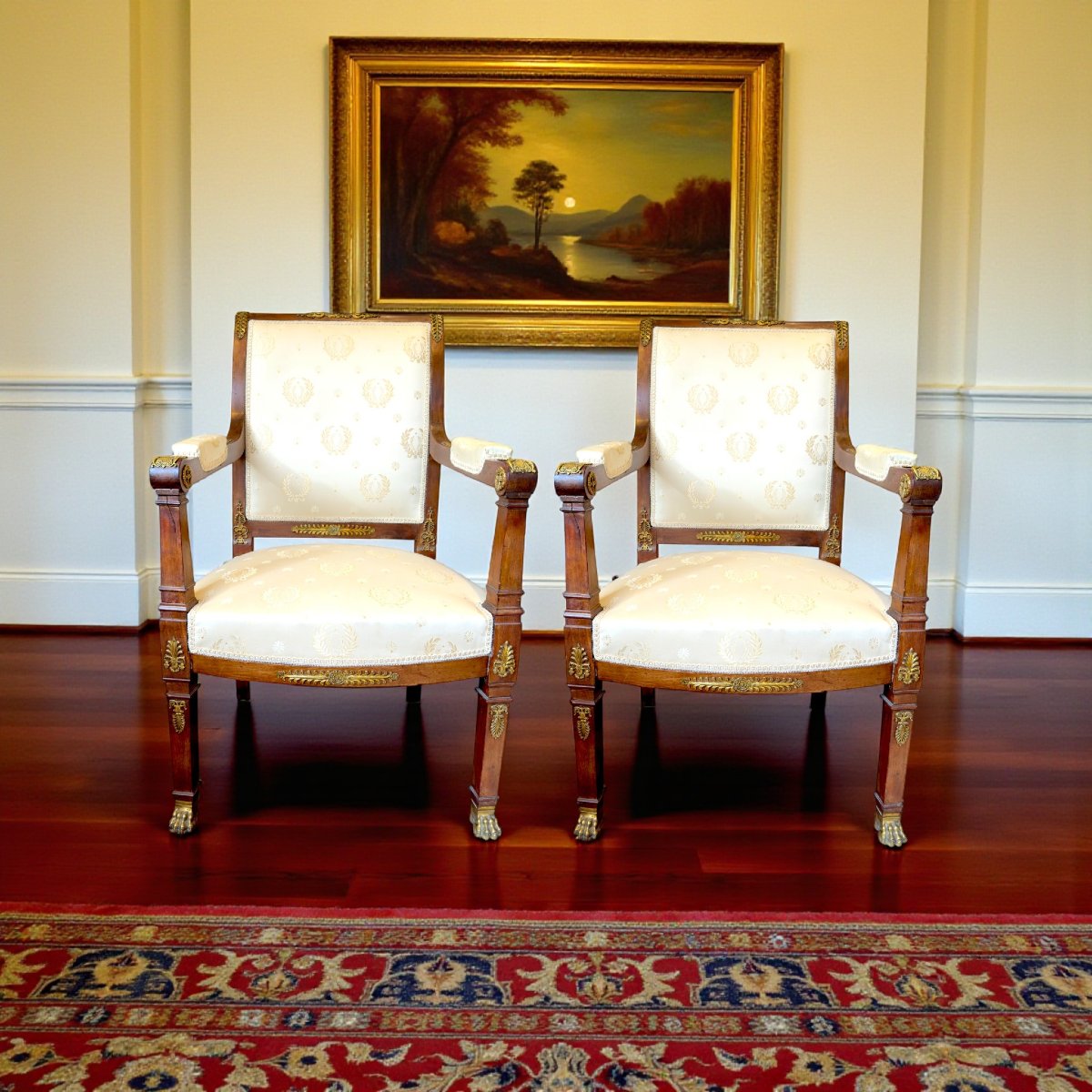 Pair Of French Empire Period Armchairs With Gilt Bronze Mounts, Circa 1810-photo-4