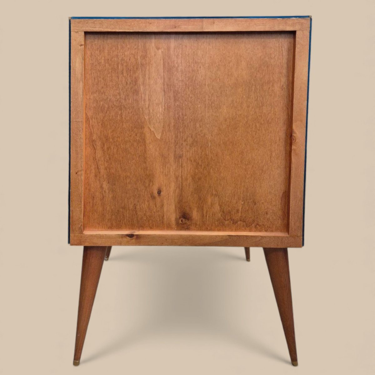 Paire de bout de canapé en verre turquoise de Murano, poignées en laiton, années 1960/1970-photo-8