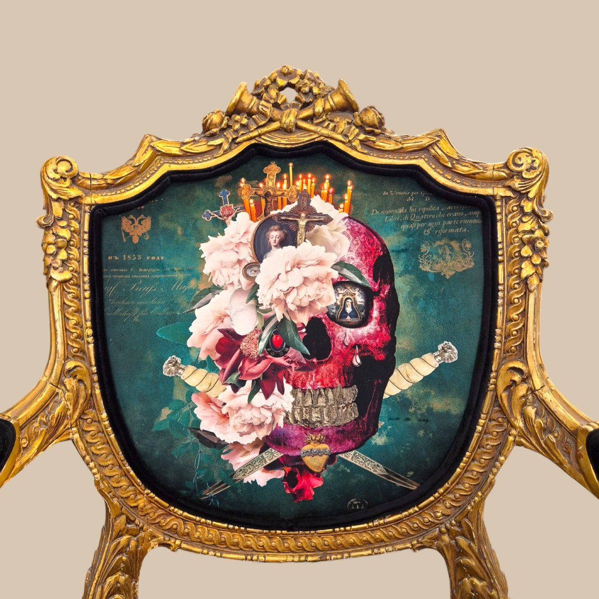 Paire unique de fauteuils baroque du XIXe siècle revisités  par l'artiste Wesley Smith-photo-2