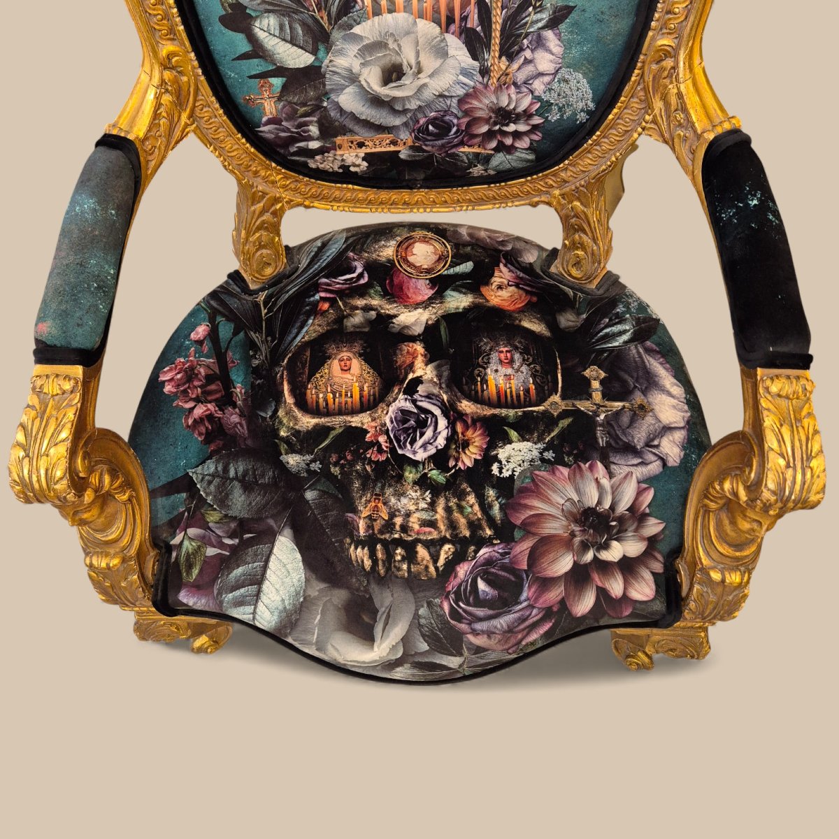 Paire unique de fauteuils baroque du XIXe siècle revisités  par l'artiste Wesley Smith-photo-4