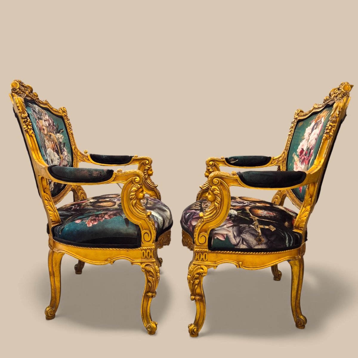 Paire unique de fauteuils baroque du XIXe siècle revisités  par l'artiste Wesley Smith-photo-4