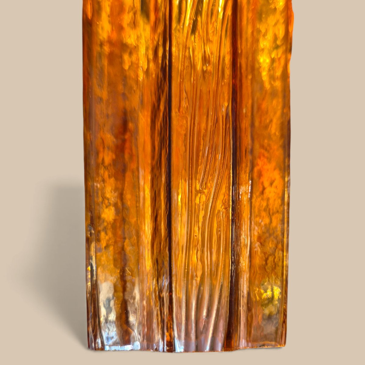 Lustre Murano années 1970 en verre polylobé orangé – D'après Venini, Style Hollywood Regency-photo-8