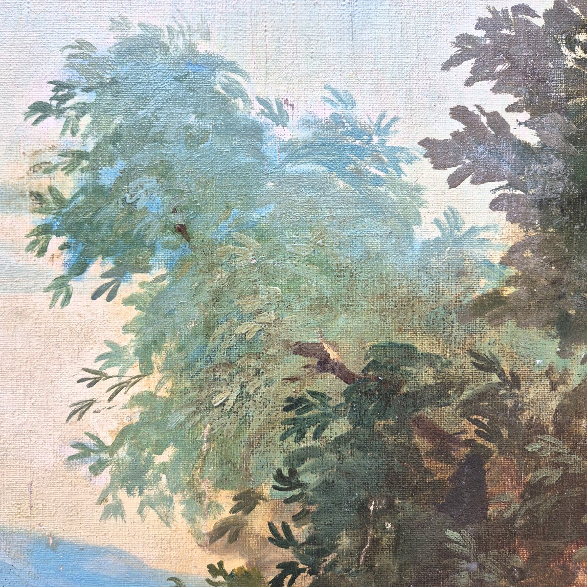 Paysage aux ruines antiques, huile sur toile, France, XIXᵉ siècle-photo-3