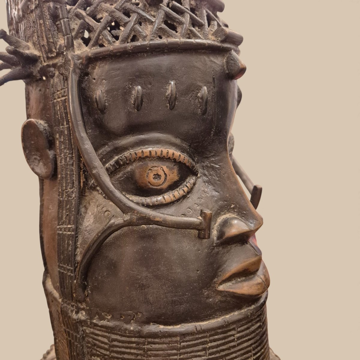 Royal Bronze Head, Ife Style, Circa 1940, Benin-photo-2