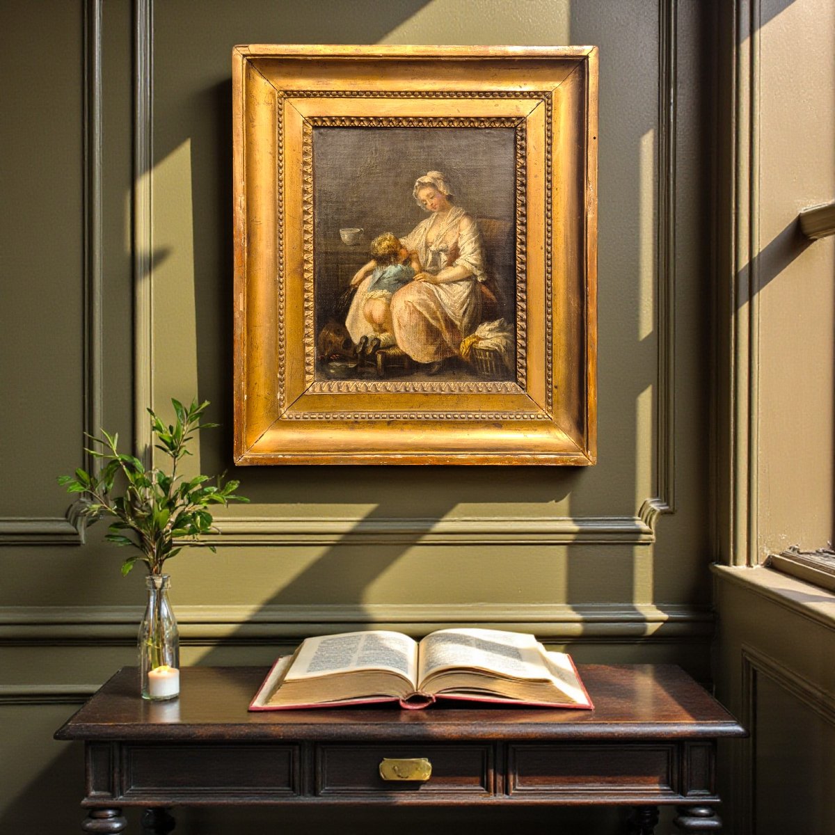Charming 18th-century Genre Scene After Greuze — Mother And Child-photo-2