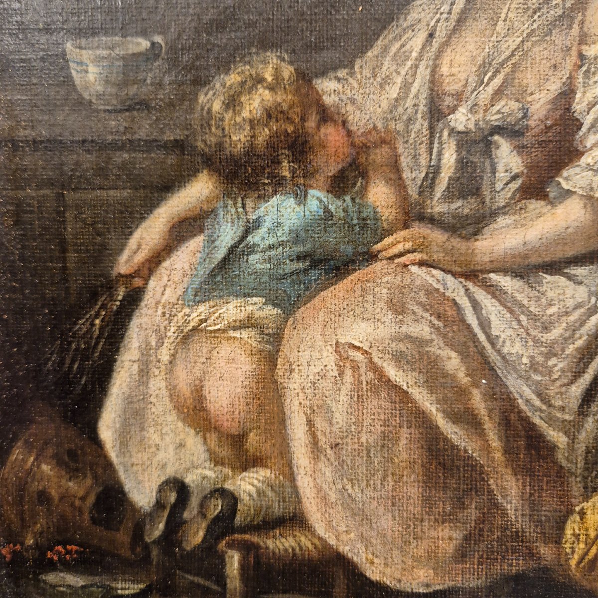 Charming 18th-century Genre Scene After Greuze — Mother And Child-photo-1