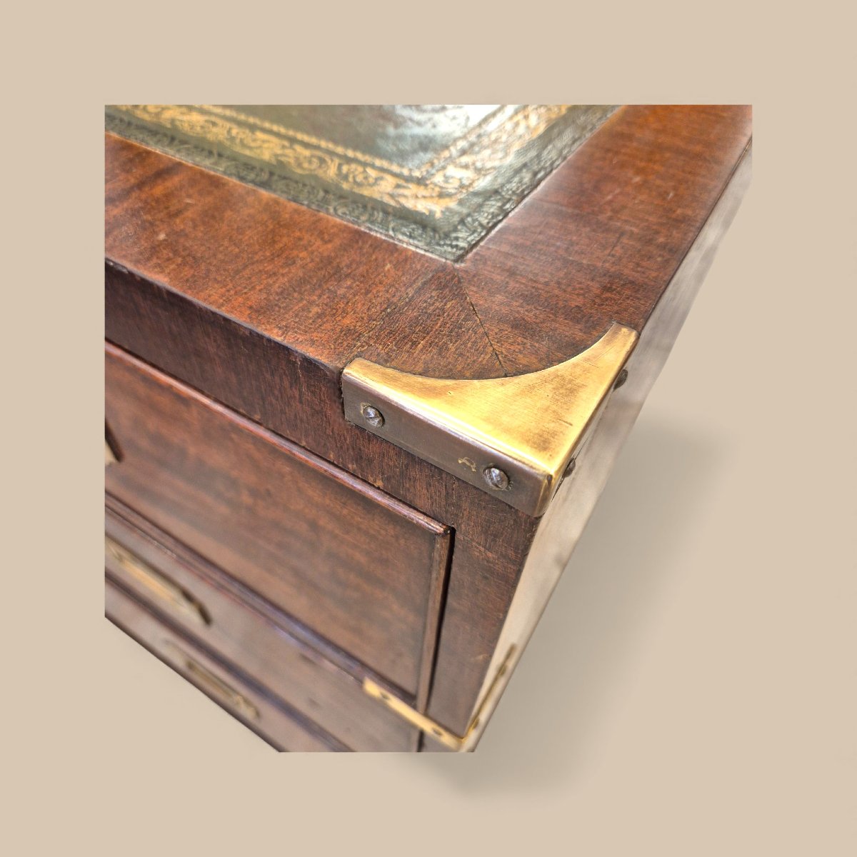Country Navigation Chest Of Drawers, 19th Century, Wood And Gilt Brass Fittings-photo-3