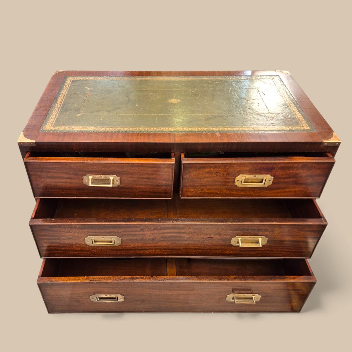 Country Navigation Chest Of Drawers, 19th Century, Wood And Gilt Brass Fittings-photo-5