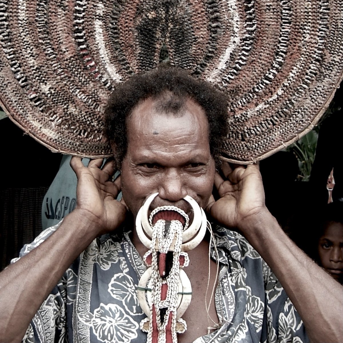 Papua, Karaut Mouth Adornment, Abelam People-photo-2