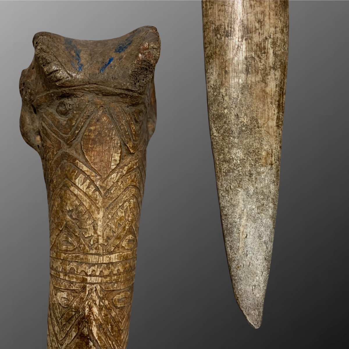 Papua, Cassowary Bone Dagger, Abelam People-photo-2
