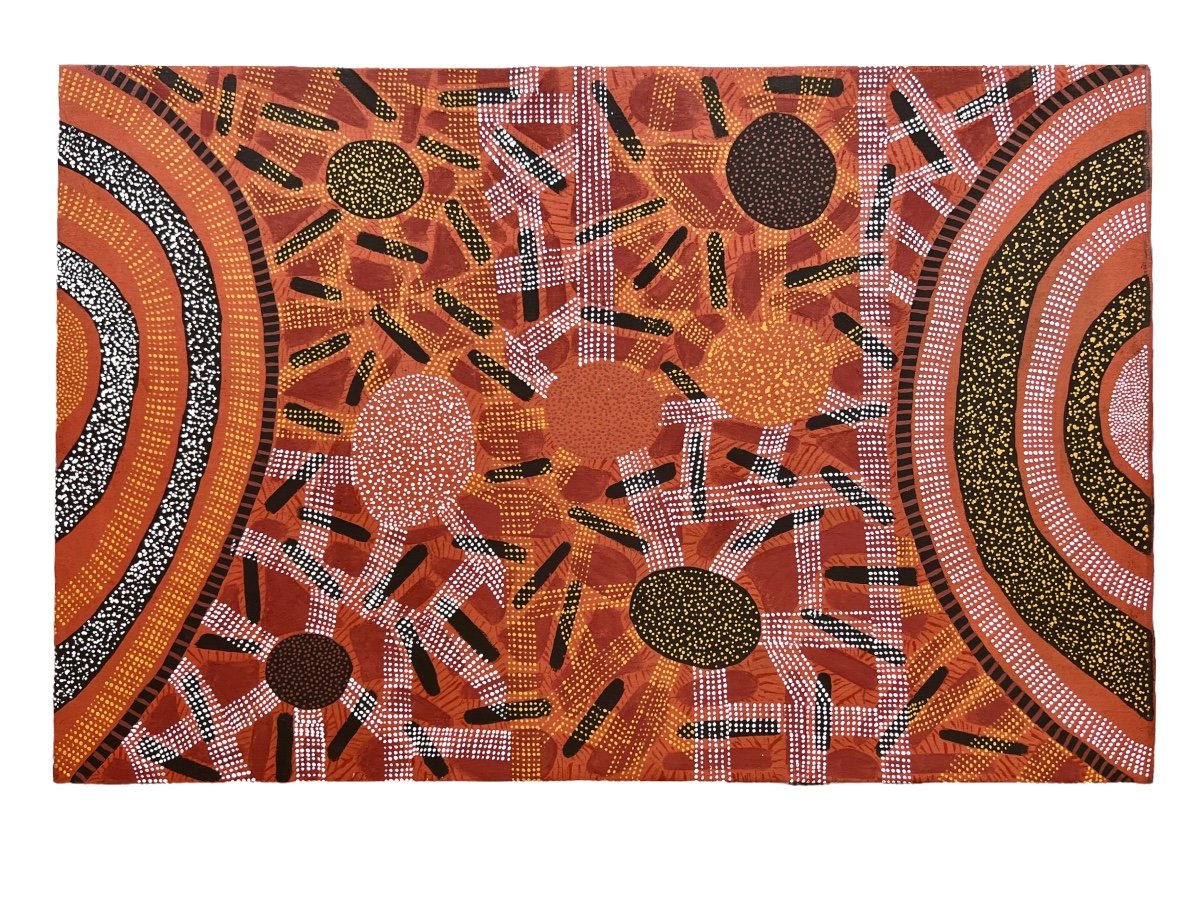 Peinture Aborigène : Nina Puruntatameri , îles Tiwi