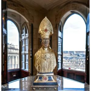 Bishop Reliquary In Golden Wood, Late 18th Century 