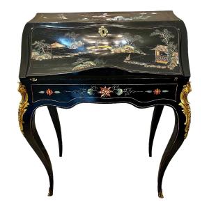 Louis XV Style Sloping Secretary In Chinese Lacquer